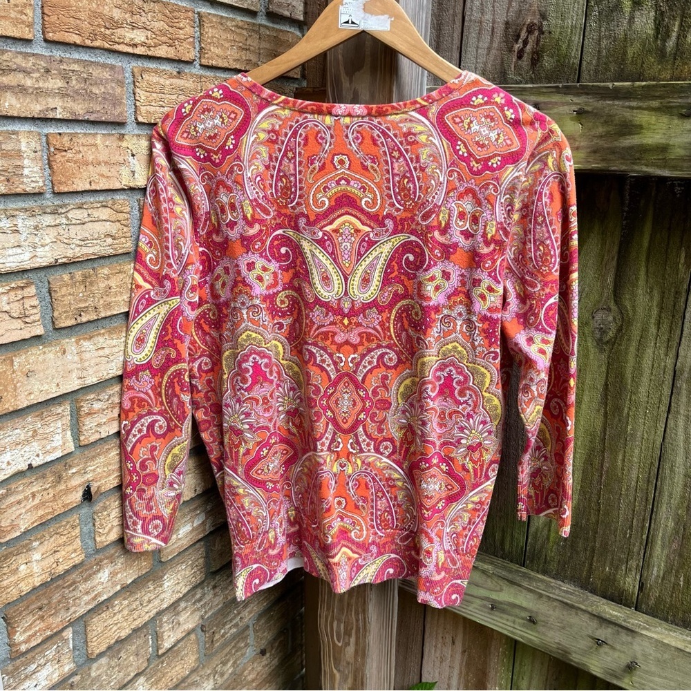 Talbots Paisley Cardigan - Red and Yellow - Picture 3 of 3